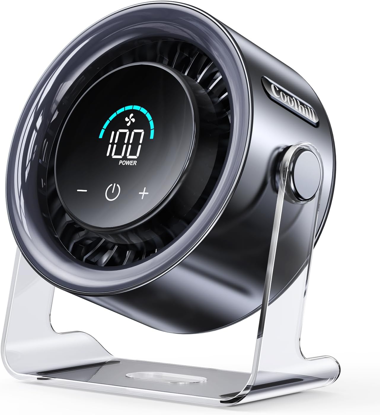 USB Desk Fan for Bedroom: 100 Speeds Digital Display Quiet Portable Fan with Turbo Airflow, 120° Rotating Small Rechargeable Battery Desktop & Wall-Mounted Fans for Bedroom Home Office