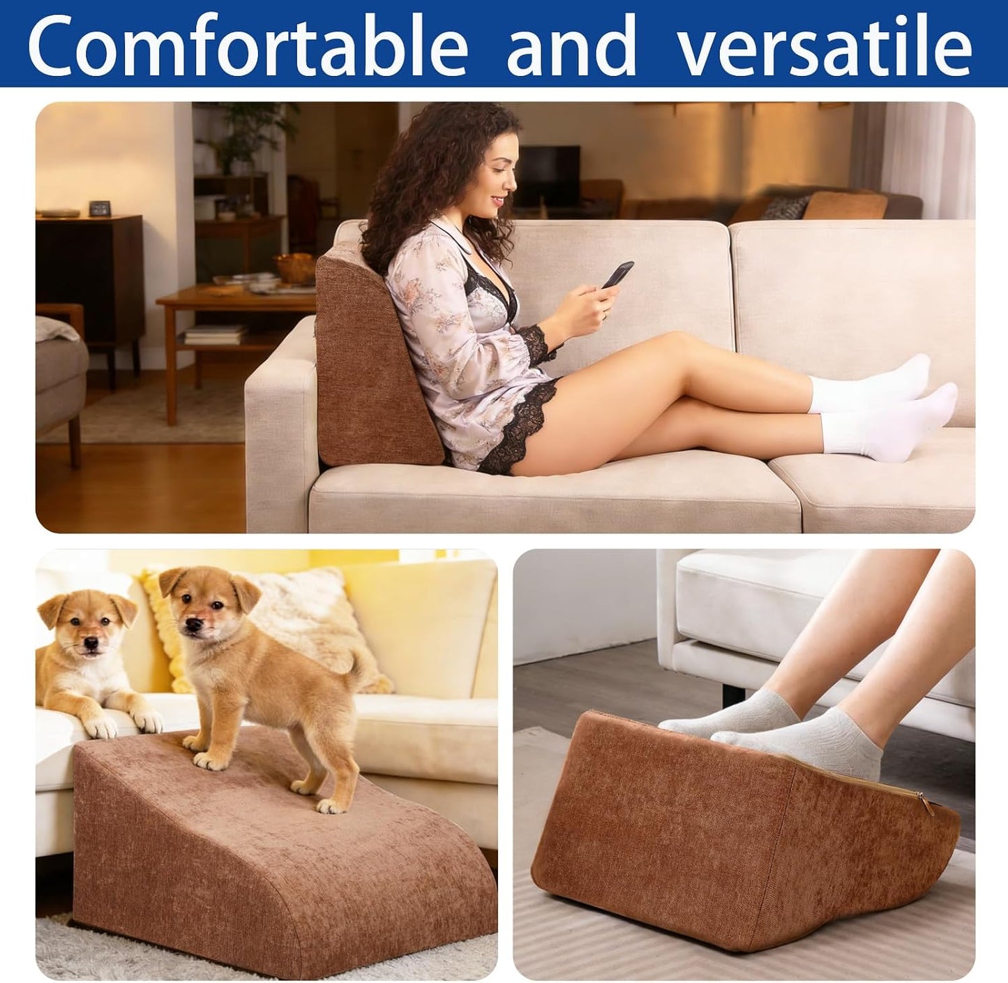 Foot Rest for Under Desk at Work, Ergonomic Under Desk Footrest with Washable Cover for Office, Home & Gaming Leg Elevation Pillow Black