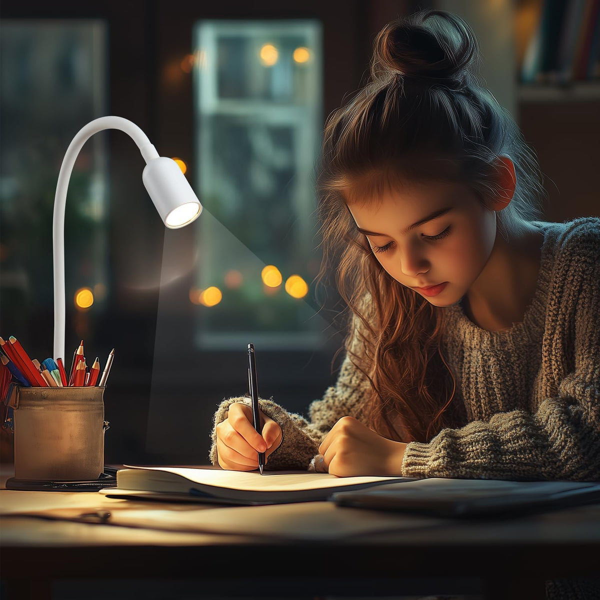 DAMI LED Reading Light for Bed Headboard – Dimmable Clip-On Book Light with Flexible Gooseneck, Adjustable Color Temperature (3000/4000/6000K), USB-Powered Desk Lamp for Dorms and Home