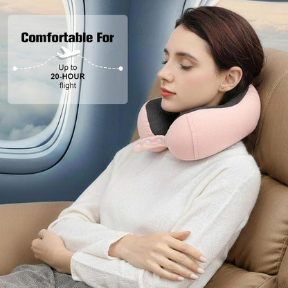 Cirorld Neck Pillow for Traveling, Travel Pillows for Airplanes,100% Pure Memory Foam Travel Neck Pillow, Adjustable Flight Pillow, Portable Plane Accessories with Eye Mask, Earplugs, Carry Bag