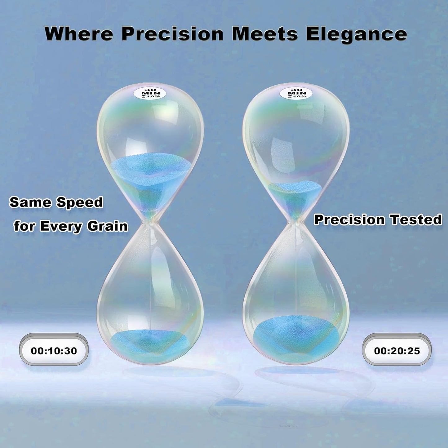 3 Minute Sand Timer,3M Sand Clock with Simple Biloba Puff Design, Reloj De Arena, Large Blue Sand Watch 3 Min Hourglass Sandglass for Home,Desk,Office Decorative (Blue)