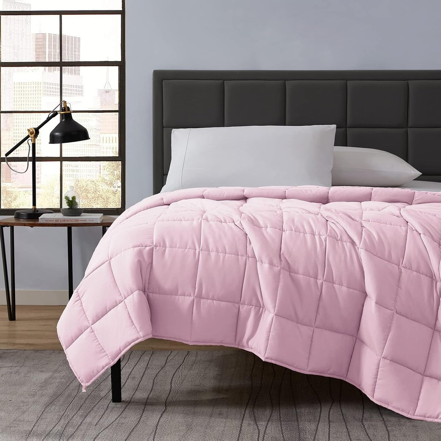 L'AGRATY Weighted Lap Pad 7lb: Small Weighted Blanket for Adults - Cooling Portable Travel Blanket for Relaxation Sleeping - Washable All-Season (29" x 24")
