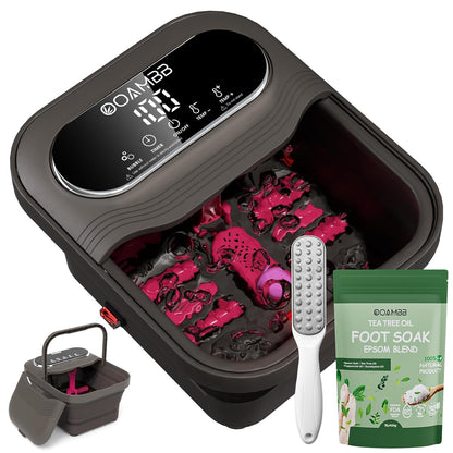 OOAMBB Collapsible Foot Spa with Heat, Bubble and Temp Control, Foot Bath Massager with XL Touch Screen and Massage Rollers, Foot Soaking Tub, Pedicure Foot spa for Stress Relief (Grey)