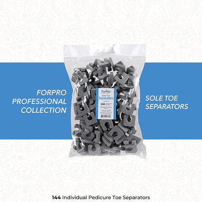 ForPro Sole Toe Separators - Black Luxurious Foam Separators - Individual Toe Separators for Pedicures â€“ 144-Count
