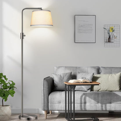 【Upgraded】 Dimmable Floor Lamp, 1000 Lumens LED Edison Bulb Included, Arc Floor Lamps for Living Room Modern Standing Lamp with Linen Shade, Tall Lamp for Bedroom Office Dining Room- Black