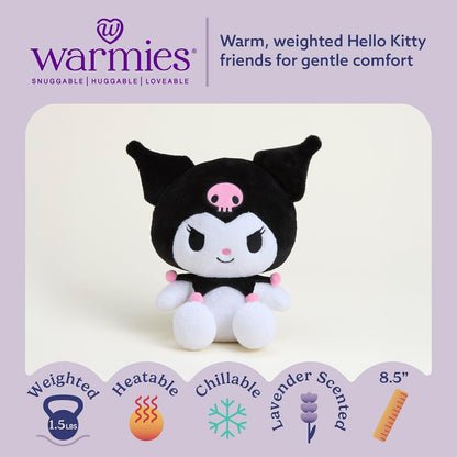warmies x Hello Kitty - Microwavable & Weighted Stuffed Animals, Kuromi - Heated Stuffed Animal Plushie for Warmth & Comfort - Scented Soft Plush Toys for Adults & Children (Boys & Girls)