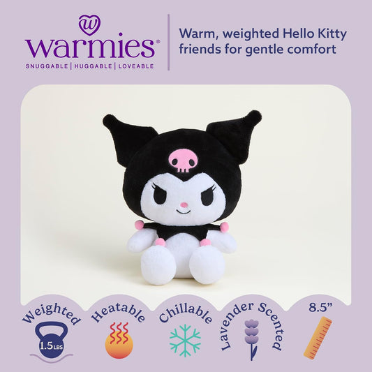 warmies x Hello Kitty - Microwavable & Weighted Stuffed Animals, Kuromi - Heated Stuffed Animal Plushie for Warmth & Comfort - Scented Soft Plush Toys for Adults & Children (Boys & Girls)