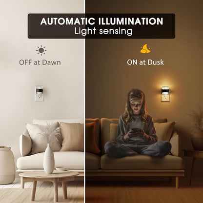 Briignite Night Light, Night Lights Plug into Wall, Soft White LED Nightlight for Kids, Adjustable Brightness 0-100LM, Dusk to Dawn Sensor, Soft Light for Bedroom, Hallway, Nursery, 2 Pack