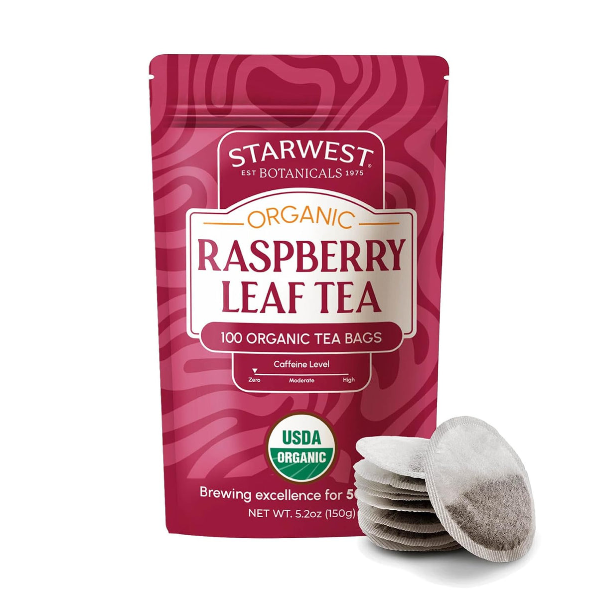 Starwest Botanicals Organic Raspberry Leaf Tea - Bulk Pack, 100 Bags