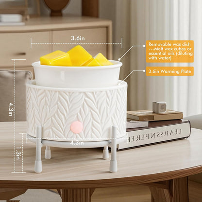 EQUSUPRO Wax Melt Warmer for Scented Wax Melts 3-in-1 Electric Ceramic Candle Wax Warmer Burner Fragrance Wax Melter for Home Office Bedroom Gift & Decor (Leaf)