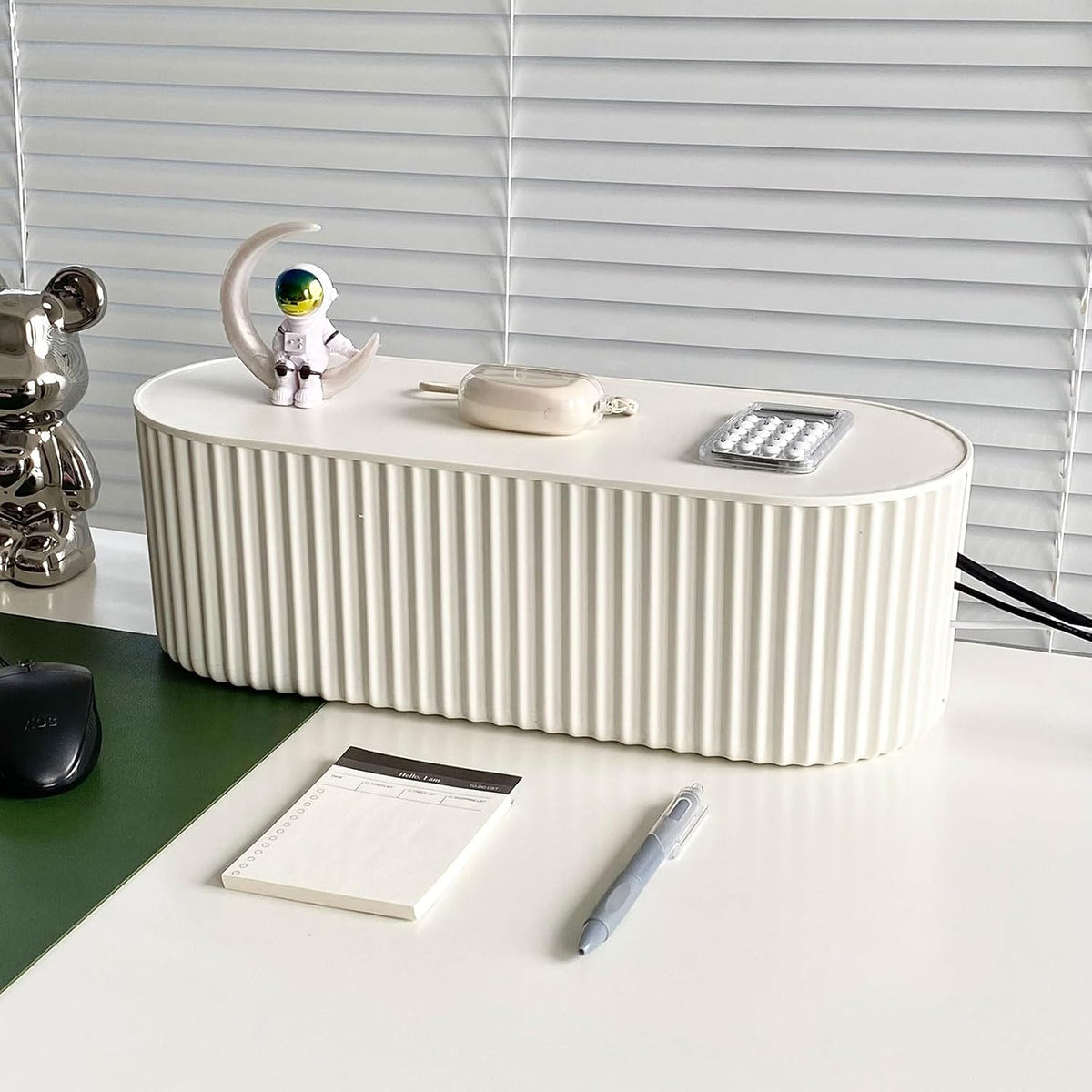White Cable Box Organizer, Small, Plastic