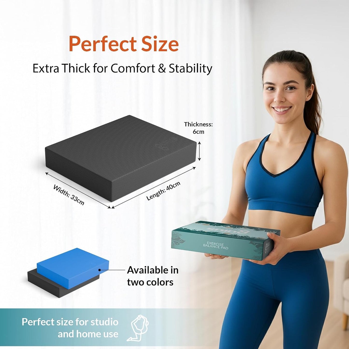 Gurus Balance Pad – High-Density Foam Balance Pad Physical Therapy for Stability & Strength, Exercise Foam Pad for Balancing, Non-Slip Lightweight Trainer for Home Gym & Rehab (Blue)