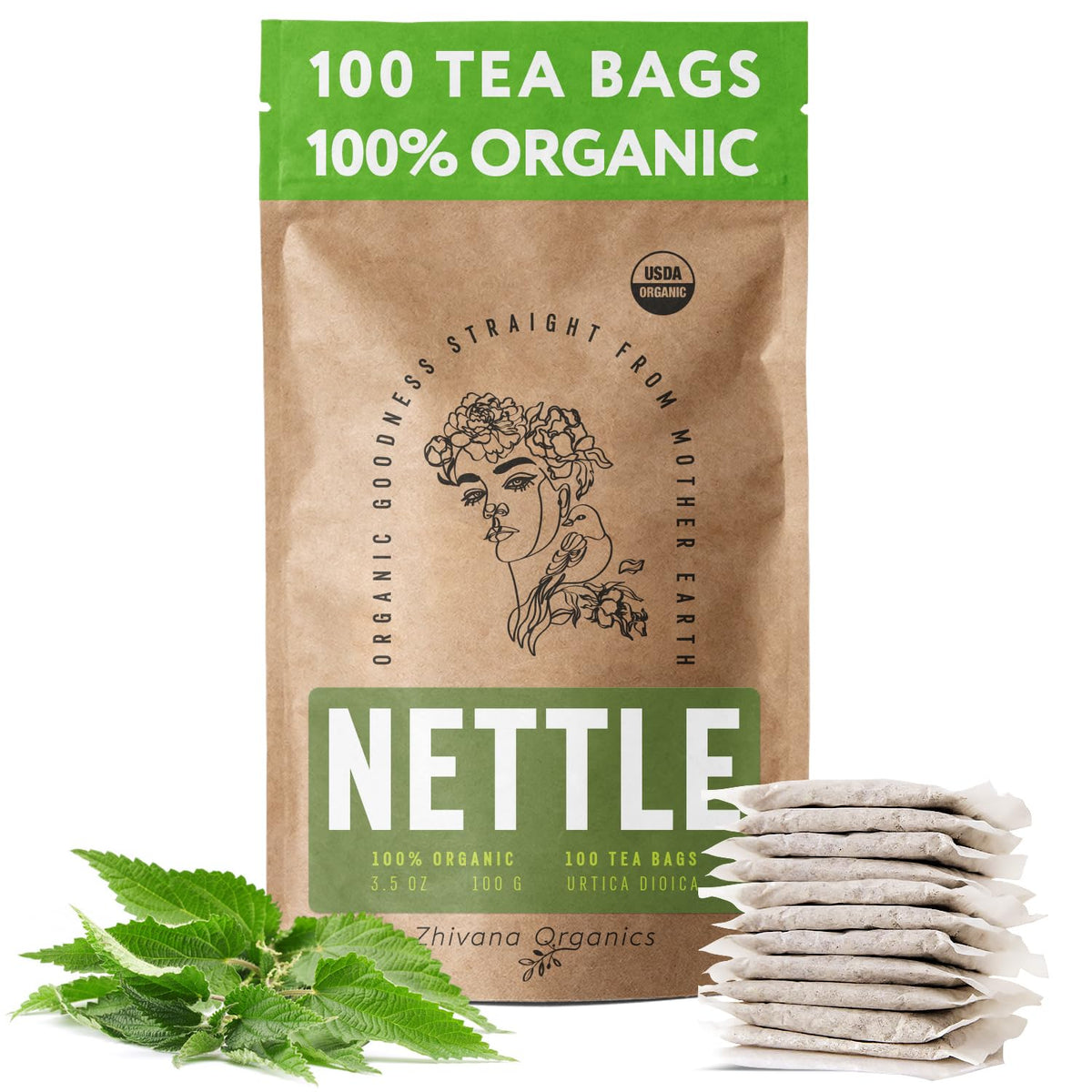 Nettle Tea Organic (100 Tea Bags) - Te de Ortiga - Digestion, Fluid Balance