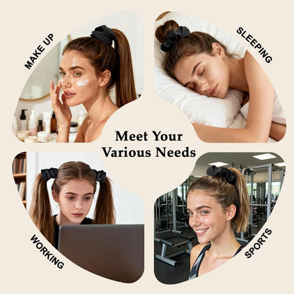 Satin Scrunchies for Women – 8PCS Blush & Brown Silk Hair Ties Set – No Crease, Frizz-Free, Gentle Elastic Hair Bands, Soft & Stylish Everyday Hair Accessories Gifts