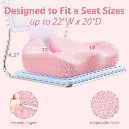 CJACSOC Seat Cushion, Extra Large Memory Foam Cushion for Office Chair Cushions, Ergonomic Cushions Pad Pillow for Pressure Relief Sciatica & Pain Relief for Long Sitting