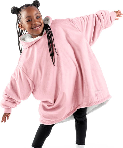 Bare Home Wearable Blanket Hoodie - Soft Plush Sherpa - Warm and Cozy - Oversized Wearable Blanket