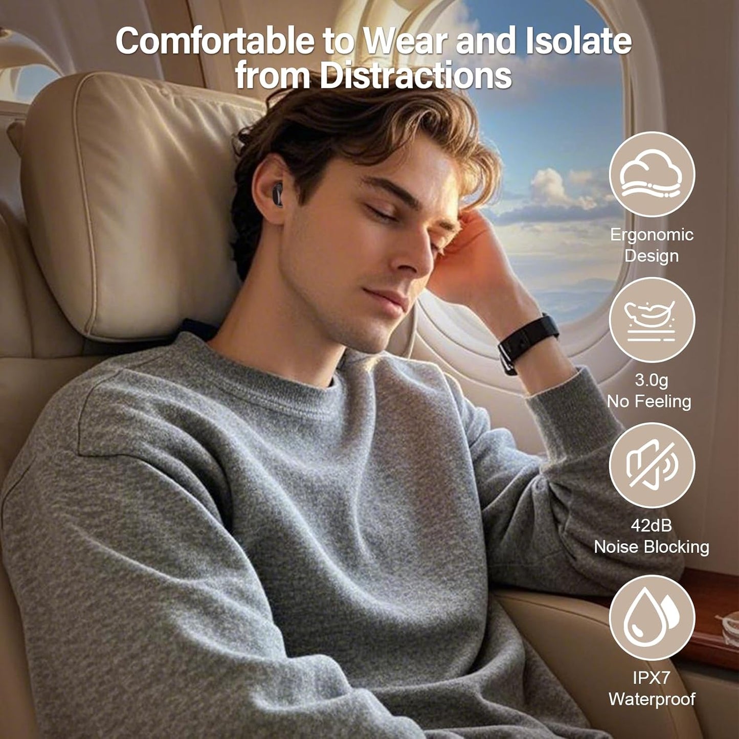Sleep Earbuds Bluetooth 5.4 in Ear Touch Screen Sleep Headphones, Small Design Mini Sleep Earbuds for Side Sleepers with Sleep Mode, 48H Playtime Sleep Earphones Clear Calls, Raven Black