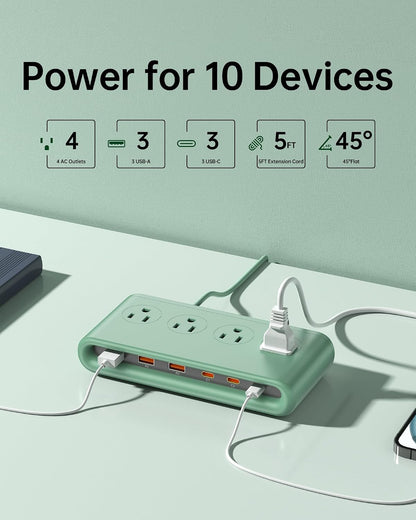 10-in-1 Power Strip with USB C Ports, 35W USB, 4 AC & 6 USB Ports