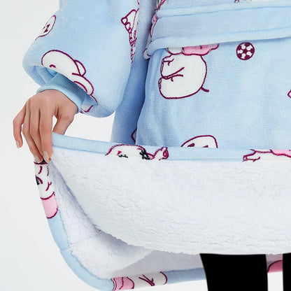 KFUBUO Wearable Blanket Hoodie for Adults Sherpa All Patterns Cat Oversized Sweatshirt Blanket with Pockets for Women
