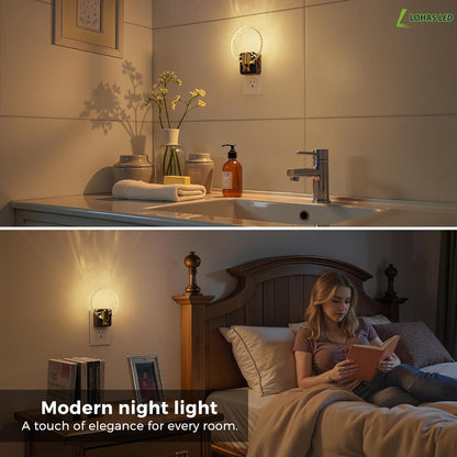 L LOHAS LED Night Lights Plug into wall, Amber Night Light with Adjustable Brightness, Plug in NightLight with Auto Light Sensor, Wall Sconce-Style Design Night Light for Bathroom,Hallway, 2 Pack