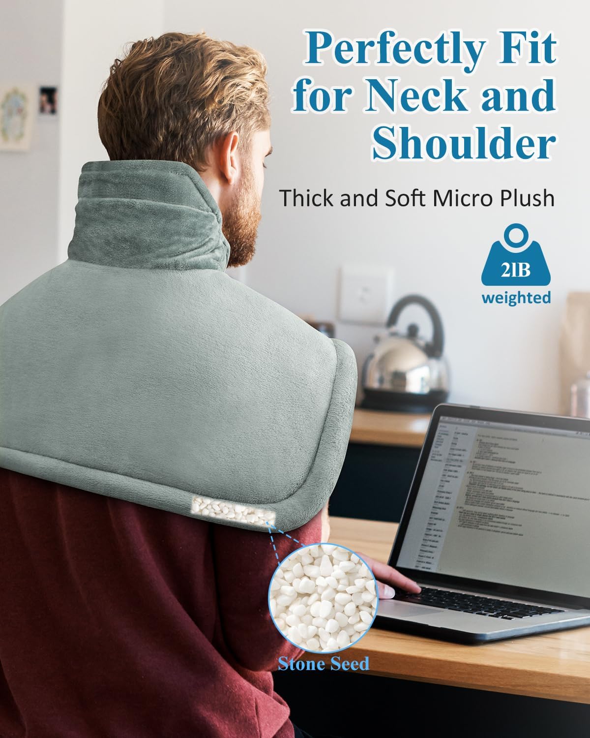 Heating Pad for Neck Shoulders Back, Electric Heat Pads, Weighted Heated Wrap for Daily Relax 6 Heat Settings 4 Auto Timers, Birthday Gifts for Women Men Mom Dad Wife Husband, 24"x33", ETL Certified