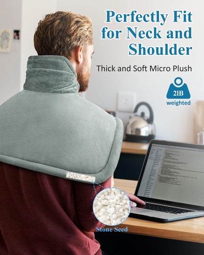 Heating Pad for Neck Shoulders Back, Electric Heat Pads, Weighted Heated Wrap for Daily Relax 6 Heat Settings 4 Auto Timers, Birthday Gifts for Women Men Mom Dad Wife Husband, 17"x23", ETL Certified