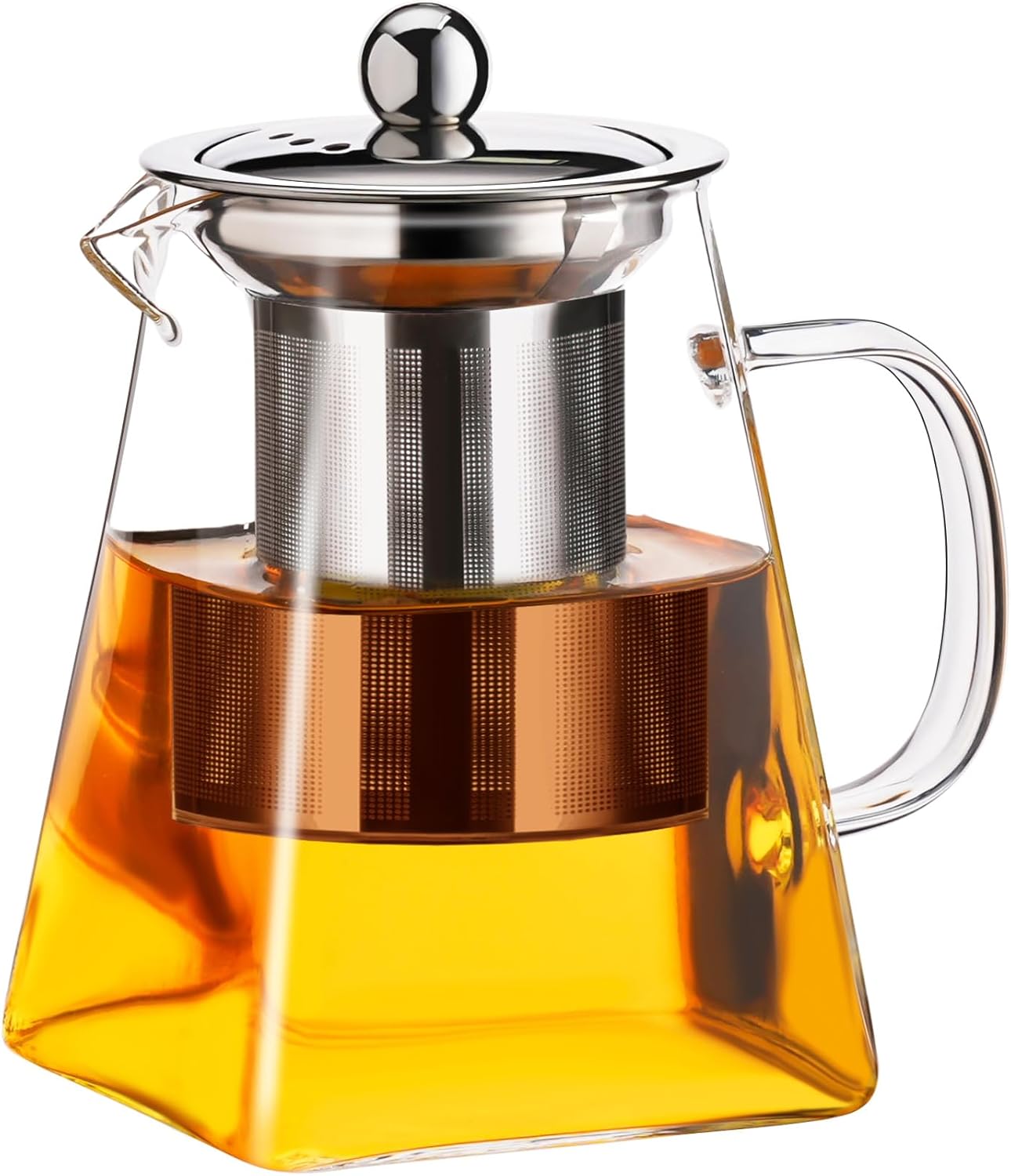 PARACITY Glass Teapot Stovetop 18.6 OZ, Borosilicate Clear Tea Kettle with Removable 18/8 Stainless Steel Infuser, Teapot Blooming and Loose Leaf Tea Maker Tea Brewer for Camping, Travel (550ML)