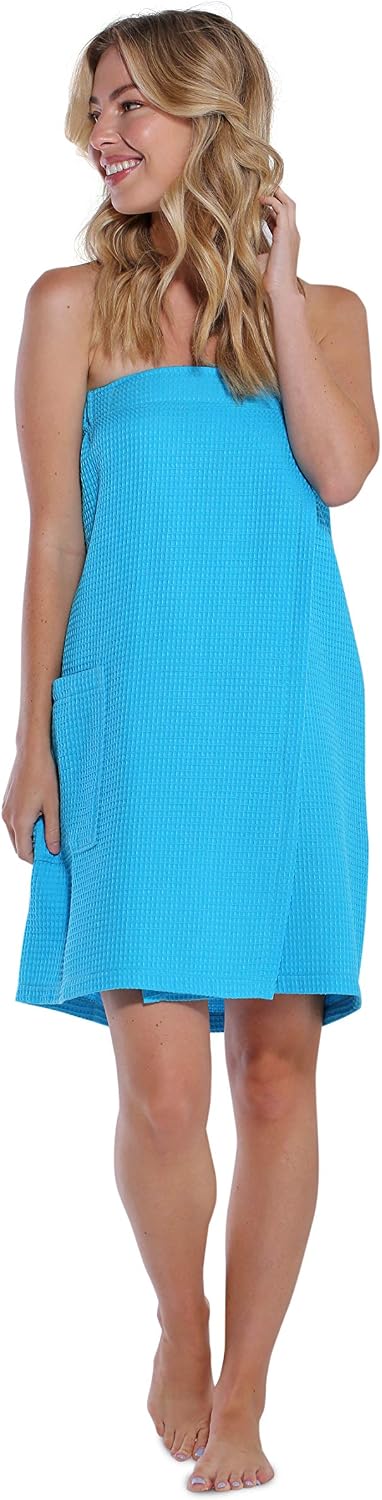 Turquaz Lightweight Knee Length Waffle Robes For Women Spa Bath Waffle