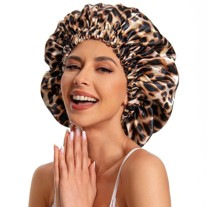 Satin Bonnet Silk Bonnet Hair Bonnet for Sleeping-Slouchy Beanie Hat Satin Sleep Cap for Women's Natural & Curly Hair(Blue Zircon)