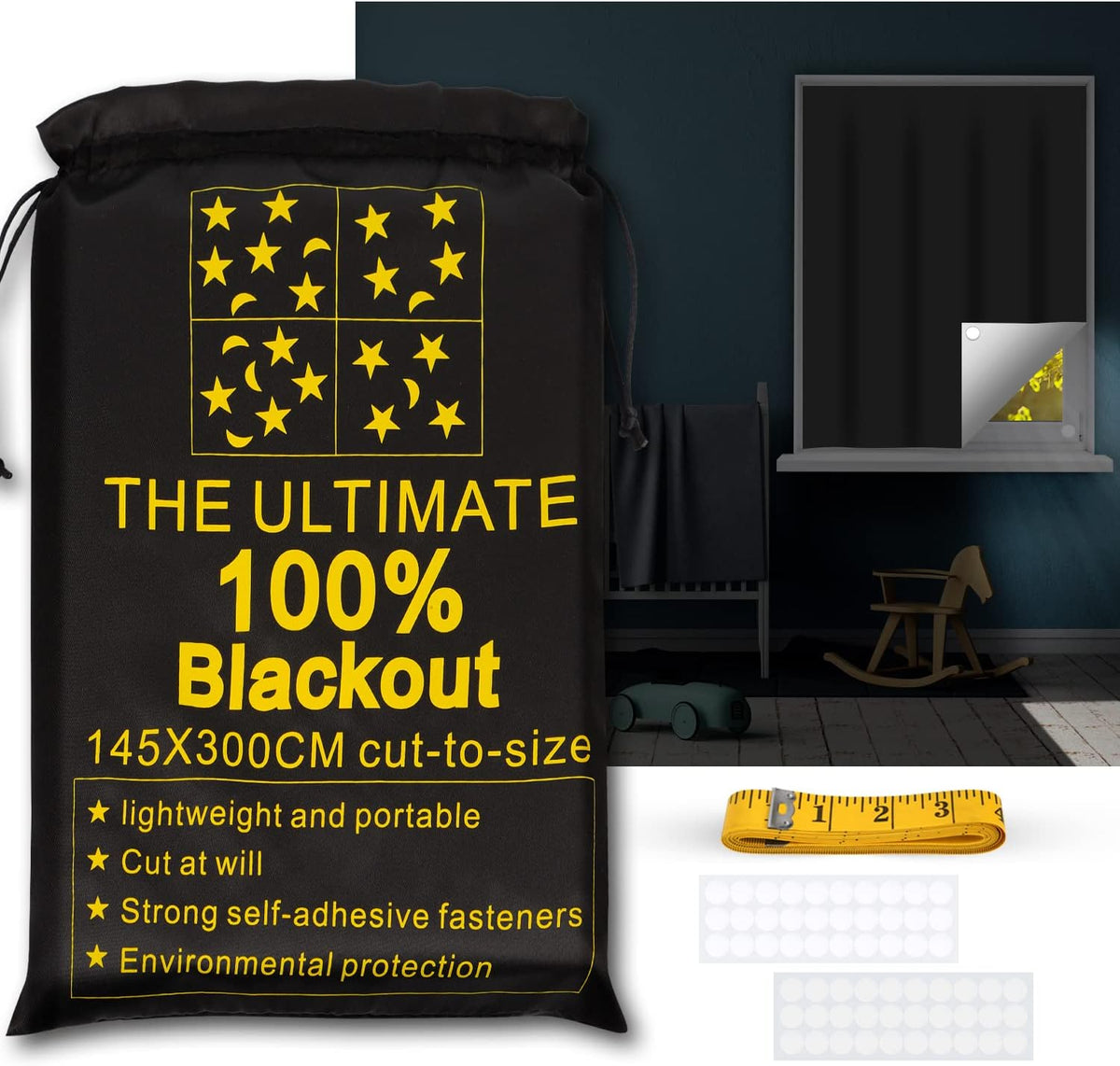 Blackout Curtains 100% Blackout Blinds Window Cover Portable Shades 118x57”
