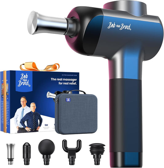 BOB AND BRAD X6 Pro Max Massage Gun with Heat and Cold, FSA Eligible HSA Deep Tissue Percussion Massager Gun for Athletes, Metal Head & 5 Speeds, Handheld Muscle Massager for Body and Back Pain Relief