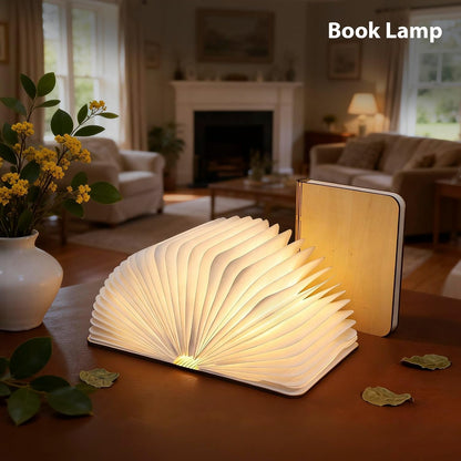 4.7 Inch Wooden Book Lamp, Book Lovers Gifts,Teacher Appreciation Gifts for Women, Folding Book Light, LED Ambient Lighting, Magnetic Mood Lighting for Home&Library Decor (Walnut)