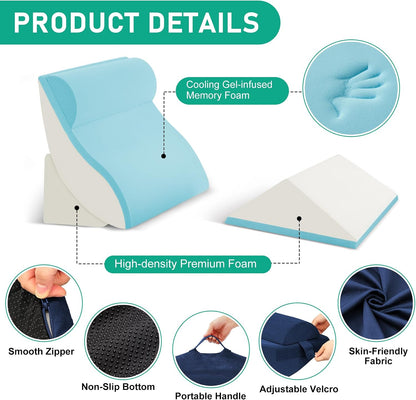 4PCS Wedge Pillow Set for After Surgery, White/Grey