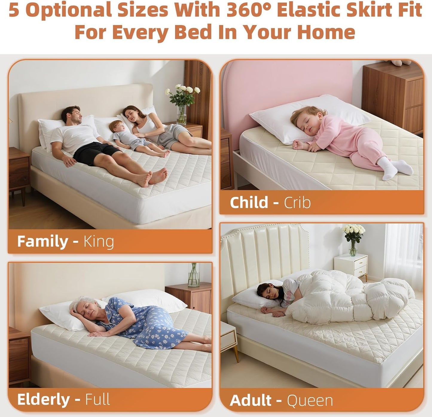 Organic King Mattress Protector - Top&Side 100% Waterproof Mattress Protectors, Breathable Organic Mattress Protector, Noiseless King Mattress Protectors Waterproof 80x76x17 in