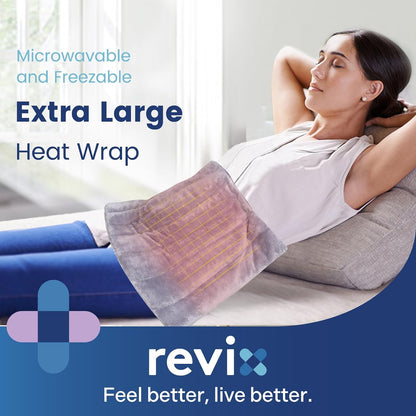 REVIX Extra Large Heating Pad Microwavable for Back with Moist Heat, Microwave Heated Wrap for Full Back, Neck Shoulder and Muscles, Rose Velvet XXL Rice Bean Bag
