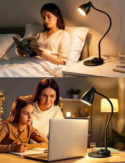 BOHON LED Desk Lamp with USB Charging Port 3 Color Modes Dimmable, Black