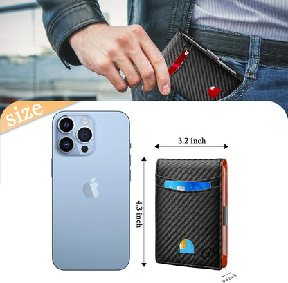Smart Tracker Wallet for Men,Compatible with Android and Ios, Mens Wallet GPS Tracker Card Holder With Men Gift for Christmas. (Carbon Black) (iOS & Android)