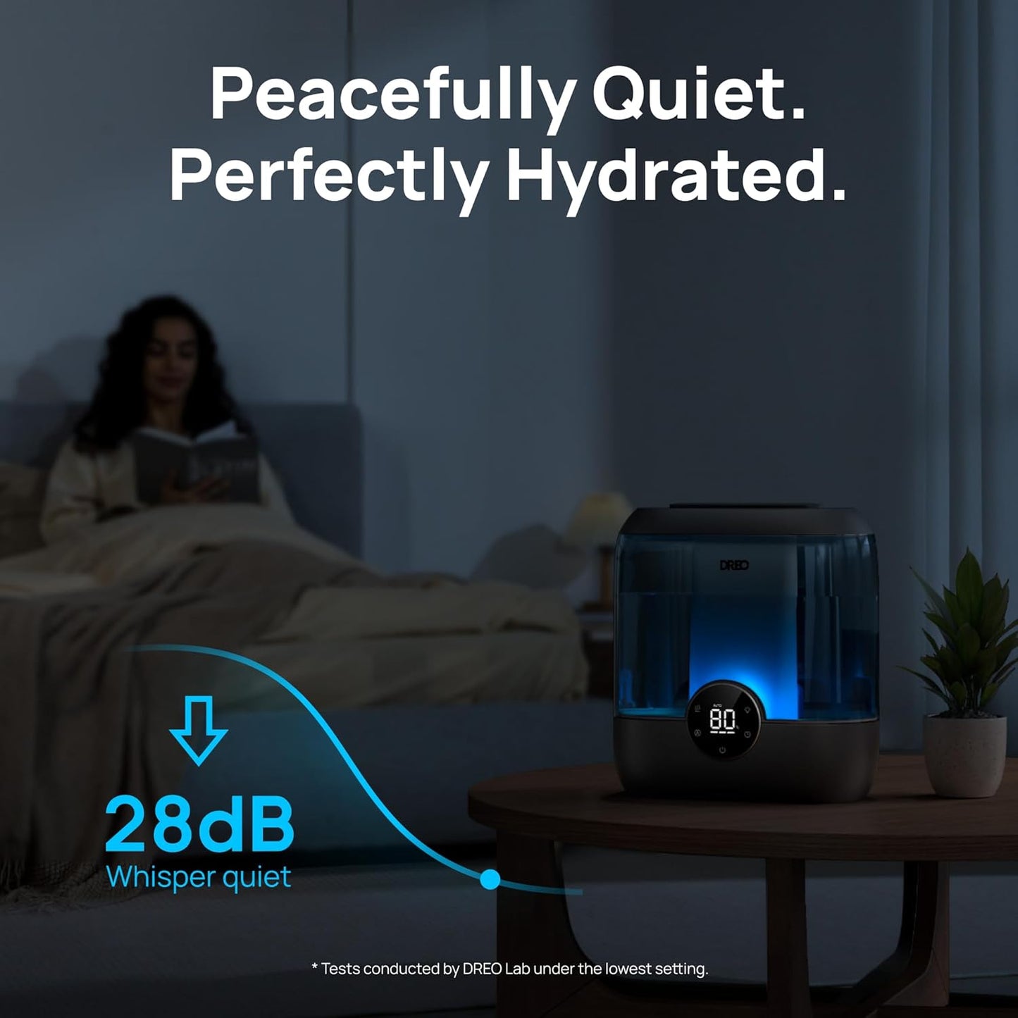 DREO 6L Humidifiers for Bedroom, 60H Runtime, 28 dB Quiet, HM524 | Precise Humidity Control, Easy to Refill & Clean, Nightlight, Cool Mist Humidifiers for Large Rooms, Baby Nurseries & Plants
