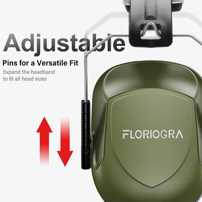 Floriogra Noise Reduction Ear Muffs, NRR 34dB Ear Protection, Hearing Protection Noise Cancelling Headphones for Adults Kids Autism, Shooting Ear Protection for Gun Range, Mowing, Construction