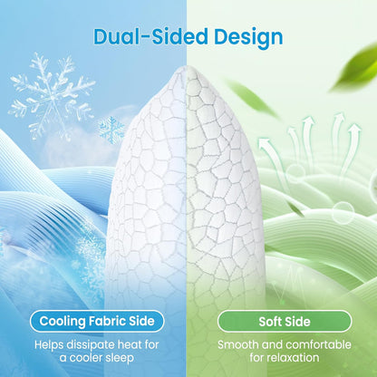 QUTOOL Cooling Pillow for Sleeping, CertiPUR-US Shredded Memory Foam Queen Pillows Set of 2, Cool Pillow for Hot Sleepers Adjustable Firm Pillow for Side, Back, Stomach Sleepers Soft Yet Support,White