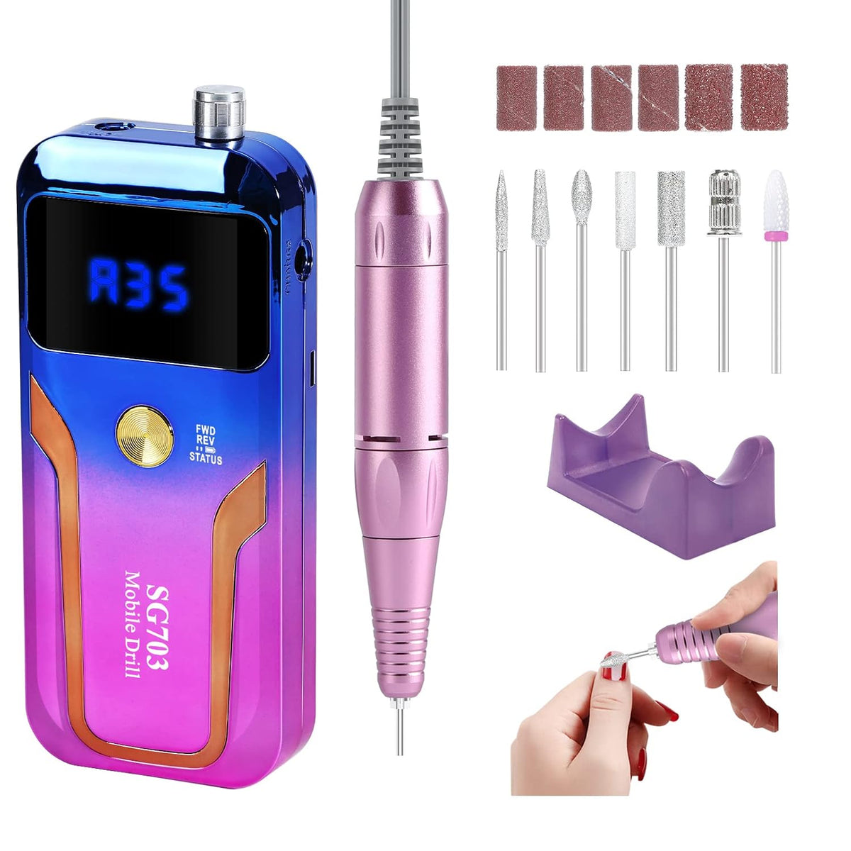 MOCOWIND Portable Nail Drill Professional 35000 RPM, Electric Nail E File