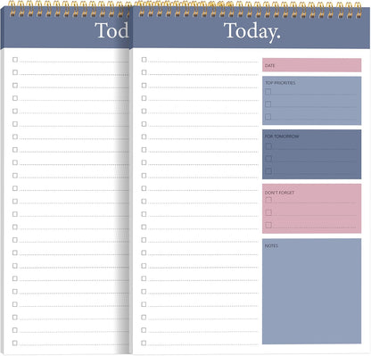 To Do List Notepad - Daily Planner Notepad 104 Pages Task Planner, 6.7" x 9.8" Double Sided Spiral Notebook with Checklist Productivity Planning Pad for Work Office Home-Pink