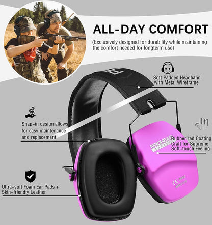 PROHEAR 016 Shooting Ear Protection Earmuffs 2 Pack, NRR 26dB for Gun Range, Hunting -Black and Green
