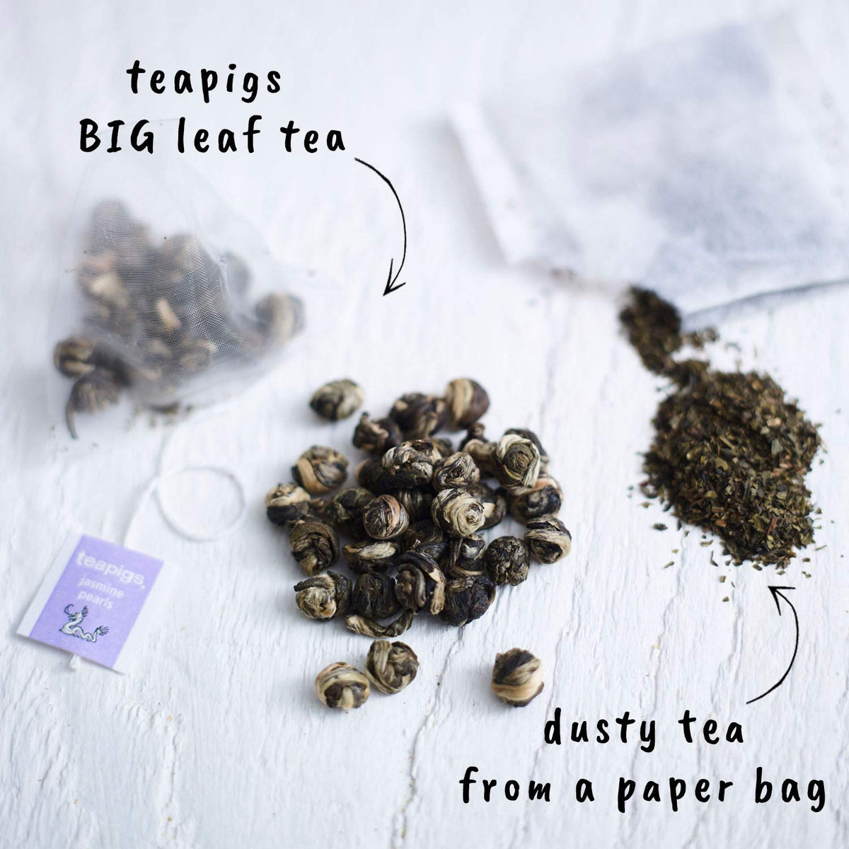 teapigs, Jasmine Pearls Green Tea, Made with Whole Leaves, Whole Leaf Tea Temples, 50 Count, Pack of 50, Fragrant, Floral & Delicate