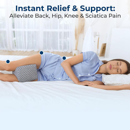 5 STARS UNITED Knee Pillow for Side Sleepers - Hip Pain Relief, Memory Foam Leg Cushion for Side Sleeping - Between Legs Pillow for Sciatica & Lower Back Pain, White