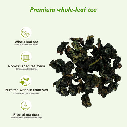 GTGLOTRA Oolong Tea Bags, 24 Whole Leaf Tea Bag, Alternative To Caffeine, 100% Natural Pure Tea, Stress Relief Pyramid Teabags, Suitable for Gifts, Office Reception, Vegan