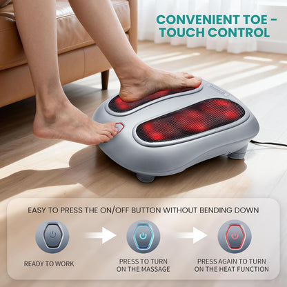Nekteck Foot Massager with Heat, Shiatsu Heated Electric Kneading Foot Massager Machine for Neuropathy, Plantar Fasciitis, Feet Massage for Pain Relief, Circulation, Ideal Gifts for Man Woman Her Him