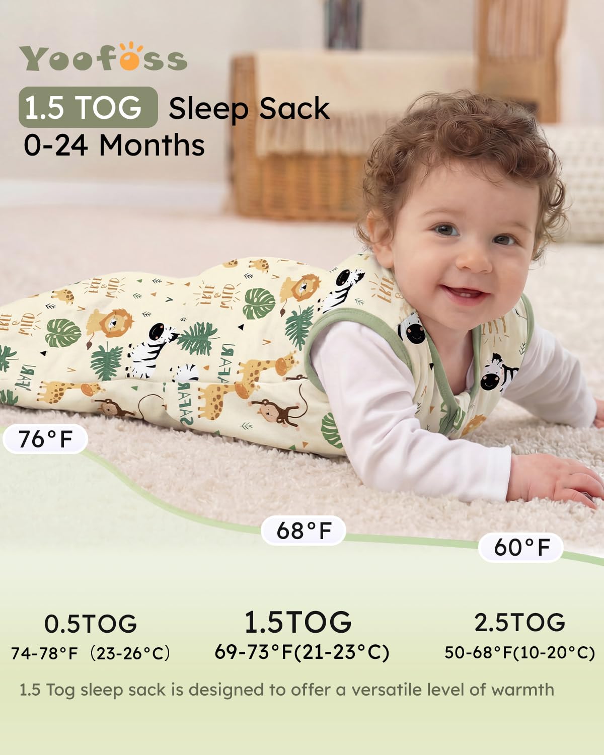 Yoofoss Baby Sleep Sack Baby Wearable Blanket 100% Cotton 2-Way Zipper Toddler Sleeping Sack
