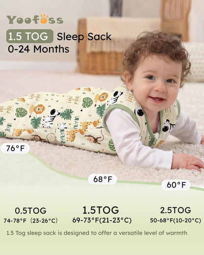 Yoofoss Baby Sleep Sack Baby Wearable Blanket 100% Cotton 2-Way Zipper Toddler Sleeping Sack