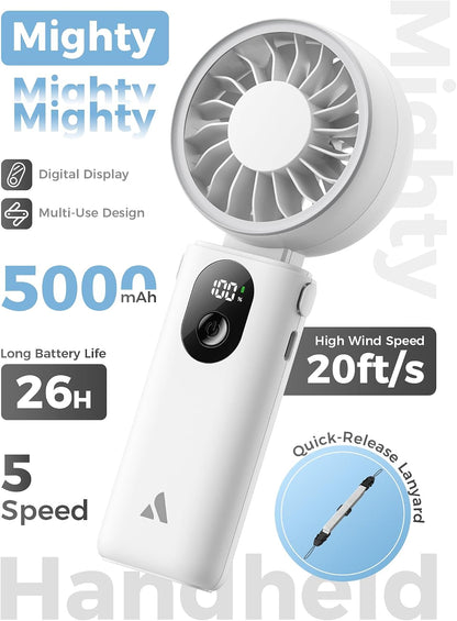 Aecooly Mighty Portable Handheld Fan | 20H Max Cooling | 3 Flexible Modes
